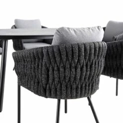 Montebello 6-Seater Outdoor Black Rope And Aluminium Oval Dining Set With Grey Ceramic Dining Table 18 Montebello 6-Seater Outdoor Black Rope And Aluminium Oval Dining Set With Grey Ceramic Dining Table -Daals OD DINE 1072 BLACK detail2
