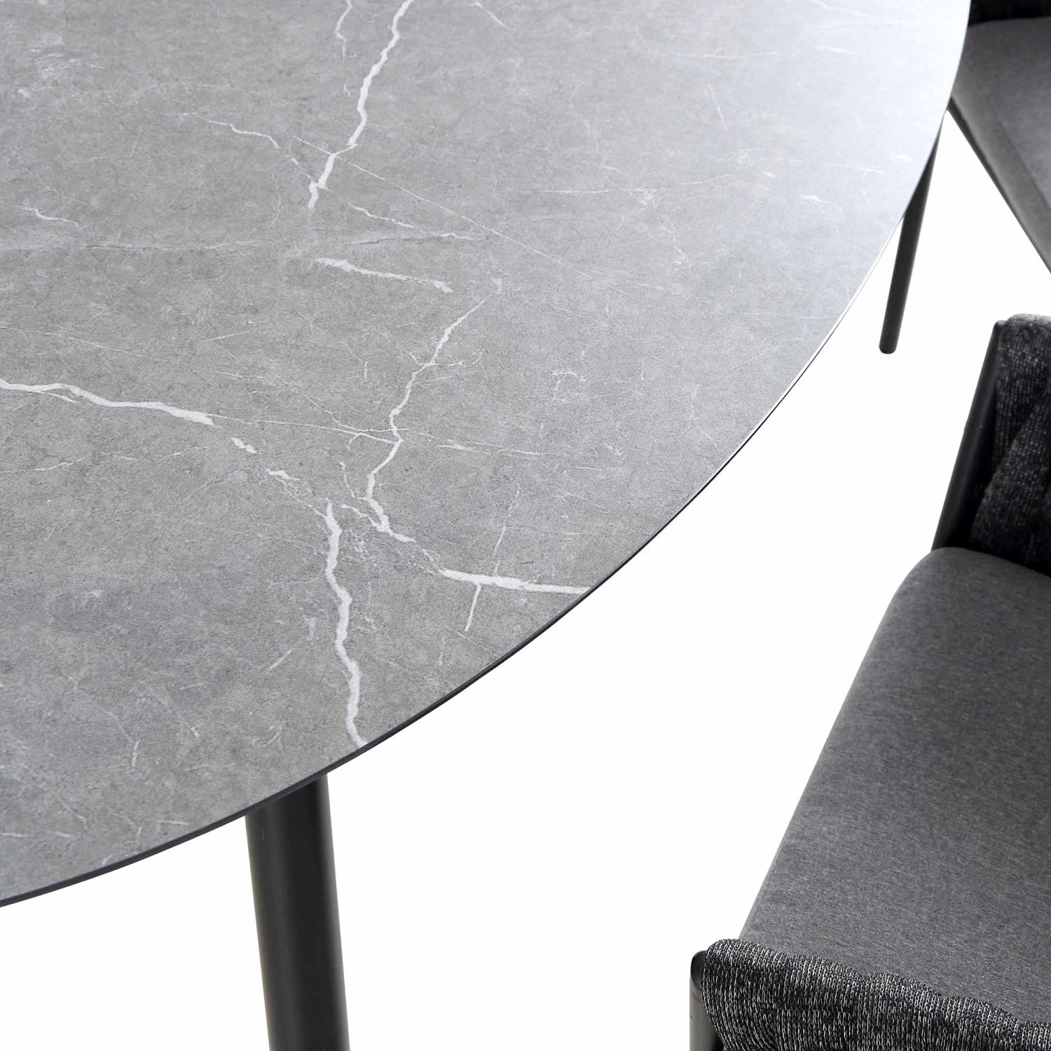 Montebello 6-Seater Outdoor Black Rope And Aluminium Oval Dining Set With Grey Ceramic Dining Table 10 Montebello 6-Seater Outdoor Black Rope And Aluminium Oval Dining Set With Grey Ceramic Dining Table - Image 10