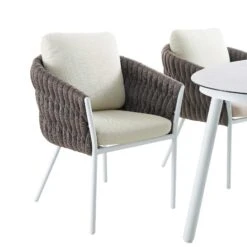 Montebello 6-Seater Outdoor Taupe Rope And Aluminium Oval Dining Set With White Ceramic Dining Table -Daals OD DINE 1072 WHITE detail1