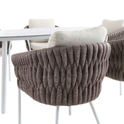 Montebello 6-Seater Outdoor Taupe Rope And Aluminium Oval Dining Set With White Ceramic Dining Table -Daals OD DINE 1072 WHITE detail2