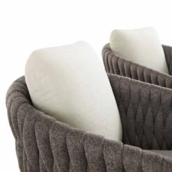 Montebello 6-Seater Outdoor Taupe Rope And Aluminium Oval Dining Set With White Ceramic Dining Table -Daals OD DINE 1072 WHITE detail3