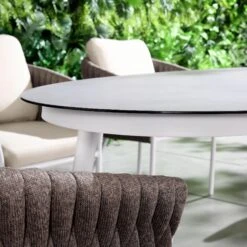Montebello 6-Seater Outdoor Taupe Rope And Aluminium Oval Dining Set With White Ceramic Dining Table -Daals OD DINE 1072 WHITE scene2