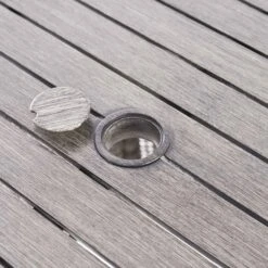 Hampshire 4-Seater Round Wicker Rattan Dining Set, Light Grey -Daals OD DINE 110 LGREY SET detail2