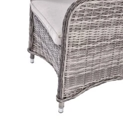 Hampshire 4-Seater Round Wicker Rattan Dining Set, Light Grey -Daals OD DINE 110 LGREY SET detail4