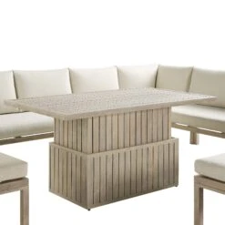 Earlswood Aluminium Washed Wood Effect Large Corner Sofa Set With Rising Table -Daals OD DINE 1245 NAT detail2