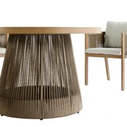 Pedra Rope And Aluminium Outdoor 4-Seater Round Dining Set, Natural -Daals OD DINE 2092 NAT SET detail1