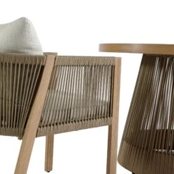 Pedra Rope And Aluminium Outdoor 4-Seater Round Dining Set, Natural -Daals OD DINE 2092 NAT SET detail2