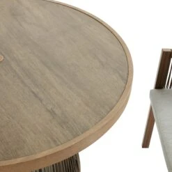 Pedra Rope And Aluminium Outdoor 4-Seater Round Dining Set, Natural -Daals OD DINE 2092 NAT SET detail6