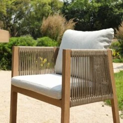 Pedra Rope And Aluminium Outdoor 4-Seater Round Dining Set, Natural -Daals OD DINE 2092 NAT SET scene6