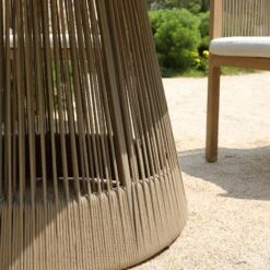 Pedra Rope And Aluminium Outdoor 4-Seater Round Dining Set, Natural -Daals OD DINE 2092 NAT SET scene8