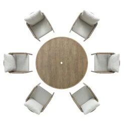 Pedra Rope And Aluminium Outdoor 6-Seater Round Dining Set, Natural 30 Pedra Rope And Aluminium Outdoor 6-Seater Round Dining Set, Natural -Daals OD DINE 2094 NAT SET WB3