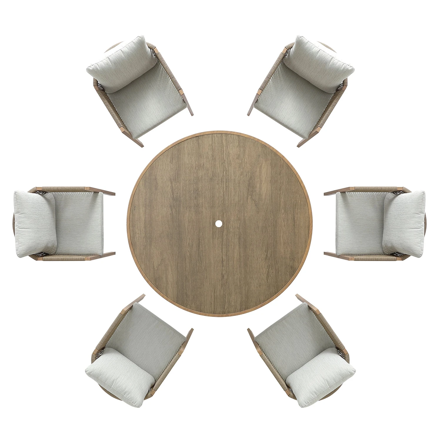 Pedra Rope And Aluminium Outdoor 6-Seater Round Dining Set, Natural 12 Pedra Rope And Aluminium Outdoor 6-Seater Round Dining Set, Natural - Image 12