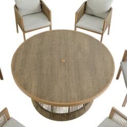 Pedra Rope And Aluminium Outdoor 6-Seater Round Dining Set, Natural 31 Pedra Rope And Aluminium Outdoor 6-Seater Round Dining Set, Natural -Daals OD DINE 2094 NAT SET detail1