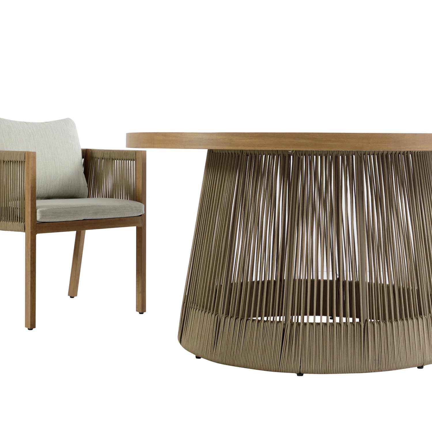 Pedra Rope And Aluminium Outdoor 6-Seater Round Dining Set, Natural 14 Pedra Rope And Aluminium Outdoor 6-Seater Round Dining Set, Natural - Image 14