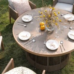 Pedra Rope And Aluminium Outdoor 6-Seater Round Dining Set, Natural 22 Pedra Rope And Aluminium Outdoor 6-Seater Round Dining Set, Natural -Daals OD DINE 2094 NAT SET scene3