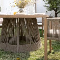 Pedra Rope And Aluminium Outdoor 6-Seater Round Dining Set, Natural 23 Pedra Rope And Aluminium Outdoor 6-Seater Round Dining Set, Natural -Daals OD DINE 2094 NAT SET scene4
