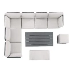 Pedra Rope And Aluminium Large Corner Casual Dining Set With Rising Table, Grey -Daals OD DINE 4980 GREY SET WB4