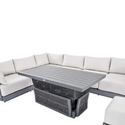 Pedra Rope And Aluminium Large Corner Casual Dining Set With Rising Table, Grey -Daals OD DINE 4980 GREY SET detail1