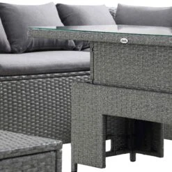 Granchester Rattan Rectangular Corner Dining Sofa Set With Rising Table, Grey -Daals OD DINE 6421 DARKGREY detail1