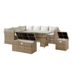 Granchester Rattan Rectangular Corner Dining Sofa Set With Rising Table, Natural 25 Granchester Rattan Rectangular Corner Dining Sofa Set With Rising Table, Natural -Daals OD DINE 6421 NAT WB3