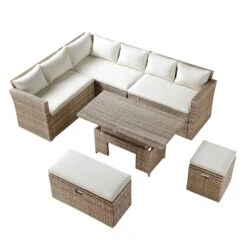 Granchester Rattan Rectangular Corner Dining Sofa Set With Rising Table, Natural 26 Granchester Rattan Rectangular Corner Dining Sofa Set With Rising Table, Natural -Daals OD DINE 6421 NAT WB4