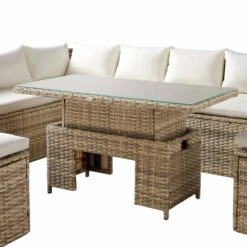 Granchester Rattan Rectangular Corner Dining Sofa Set With Rising Table, Natural 30 Granchester Rattan Rectangular Corner Dining Sofa Set With Rising Table, Natural -Daals OD DINE 6421 NAT detail1