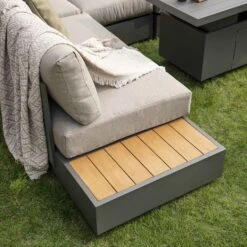 Jardin Aluminium Large Corner Casual Dining Set With Rising Firepit Table, Granite -Daals OD DINE 906 GRANITE SET scene6