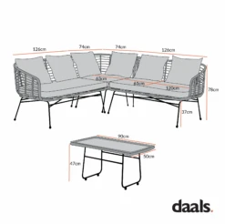 St Loy Natural Rattan Corner Sofa Set With Table -Daals OD SF 016 CHART