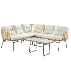 St Loy Natural Rattan Corner Sofa Set With Table -Daals OD SF 016 WB1