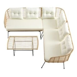 St Loy Natural Rattan Corner Sofa Set With Table -Daals OD SF 016 WB4