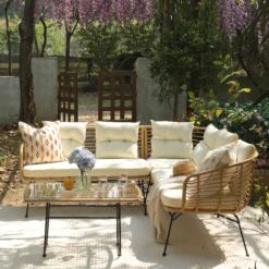 St Loy Natural Rattan Corner Sofa Set With Table -Daals OD SF 016 scene2