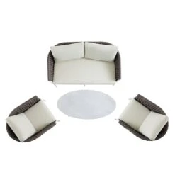 Montebello 4-Seater Outdoor Taupe Rope And Aluminium Sofa Set With White Ceramic Coffee Table -Daals OD SF 1029 WHITE WB1