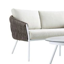 Montebello 4-Seater Outdoor Taupe Rope And Aluminium Sofa Set With White Ceramic Coffee Table -Daals OD SF 1029 WHITE detail1