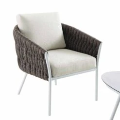 Montebello 4-Seater Outdoor Taupe Rope And Aluminium Sofa Set With White Ceramic Coffee Table -Daals OD SF 1029 WHITE detail2