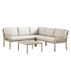 Earlswood Aluminium Washed Wood Effect Corner Sofa Set With Coffee Table -Daals OD SF 1066 NAT WB1