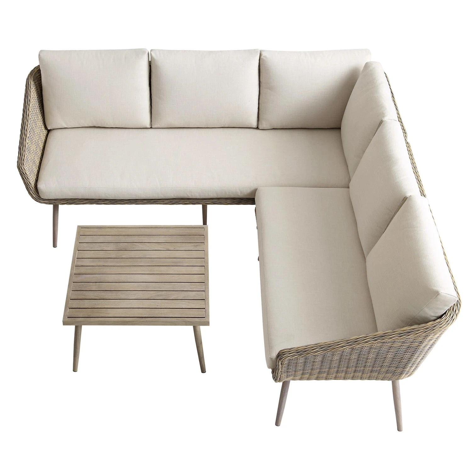 Cliveden Outdoor Aluminium Washed Wood Effect And Round Wicker Rattan Corner Sofa Set 6 Cliveden Outdoor Aluminium Washed Wood Effect And Round Wicker Rattan Corner Sofa Set - Image 6