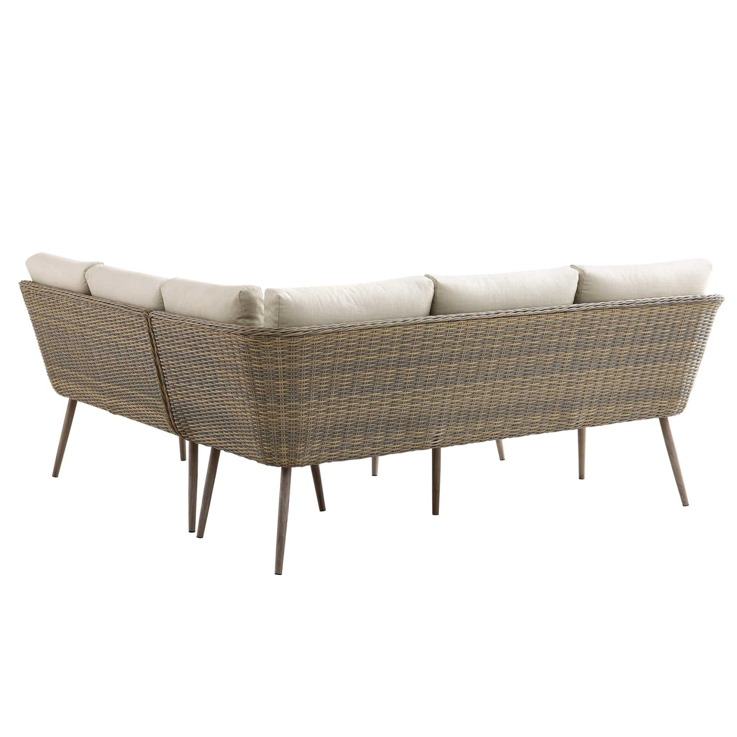 Cliveden Outdoor Aluminium Washed Wood Effect And Round Wicker Rattan Corner Sofa Set 7 Cliveden Outdoor Aluminium Washed Wood Effect And Round Wicker Rattan Corner Sofa Set - Image 7