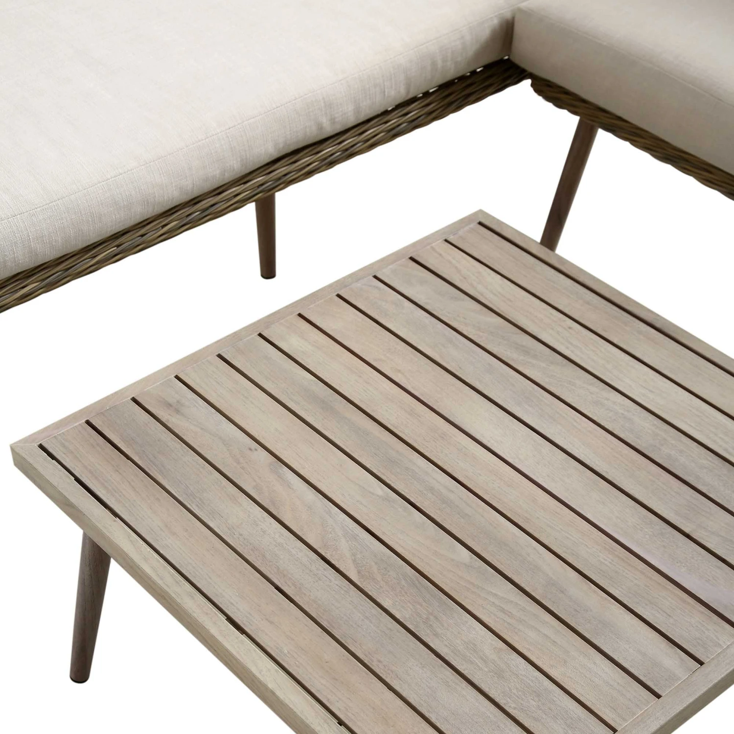 Cliveden Outdoor Aluminium Washed Wood Effect And Round Wicker Rattan Corner Sofa Set 8 Cliveden Outdoor Aluminium Washed Wood Effect And Round Wicker Rattan Corner Sofa Set - Image 8