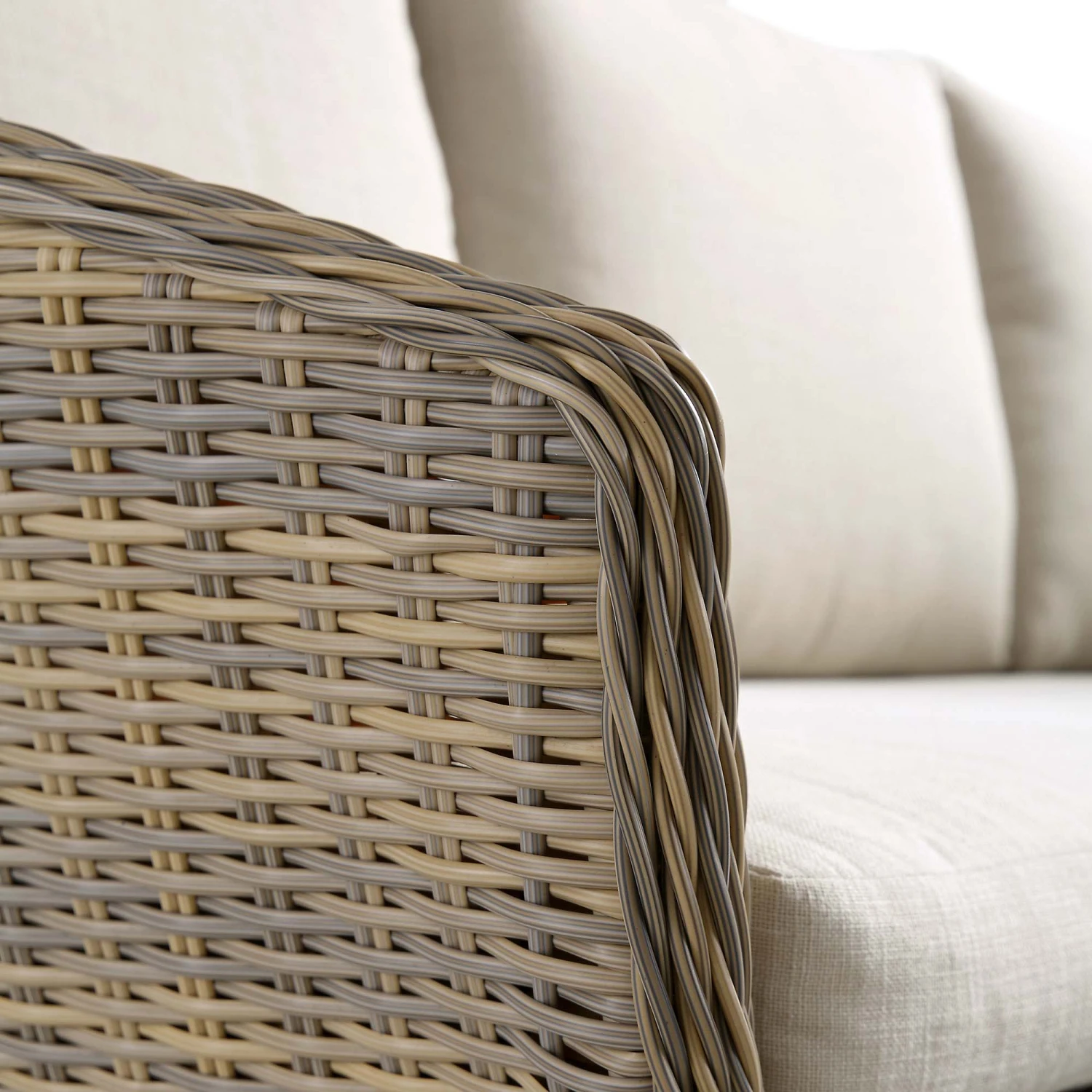 Cliveden Outdoor Aluminium Washed Wood Effect And Round Wicker Rattan Corner Sofa Set 9 Cliveden Outdoor Aluminium Washed Wood Effect And Round Wicker Rattan Corner Sofa Set - Image 9