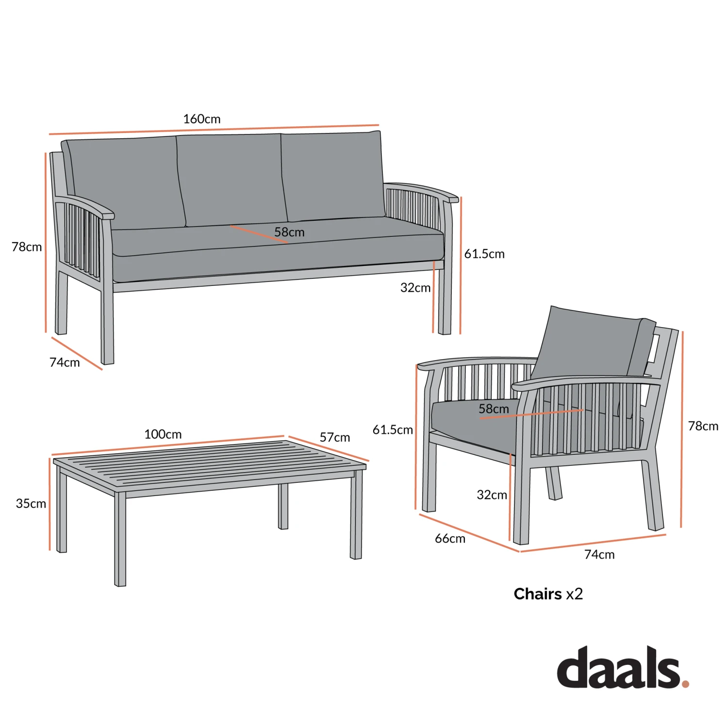 Earlswood Aluminium Washed Wood Effect Sofa Set With Coffee Table 6 Earlswood Aluminium Washed Wood Effect Sofa Set With Coffee Table - Image 6