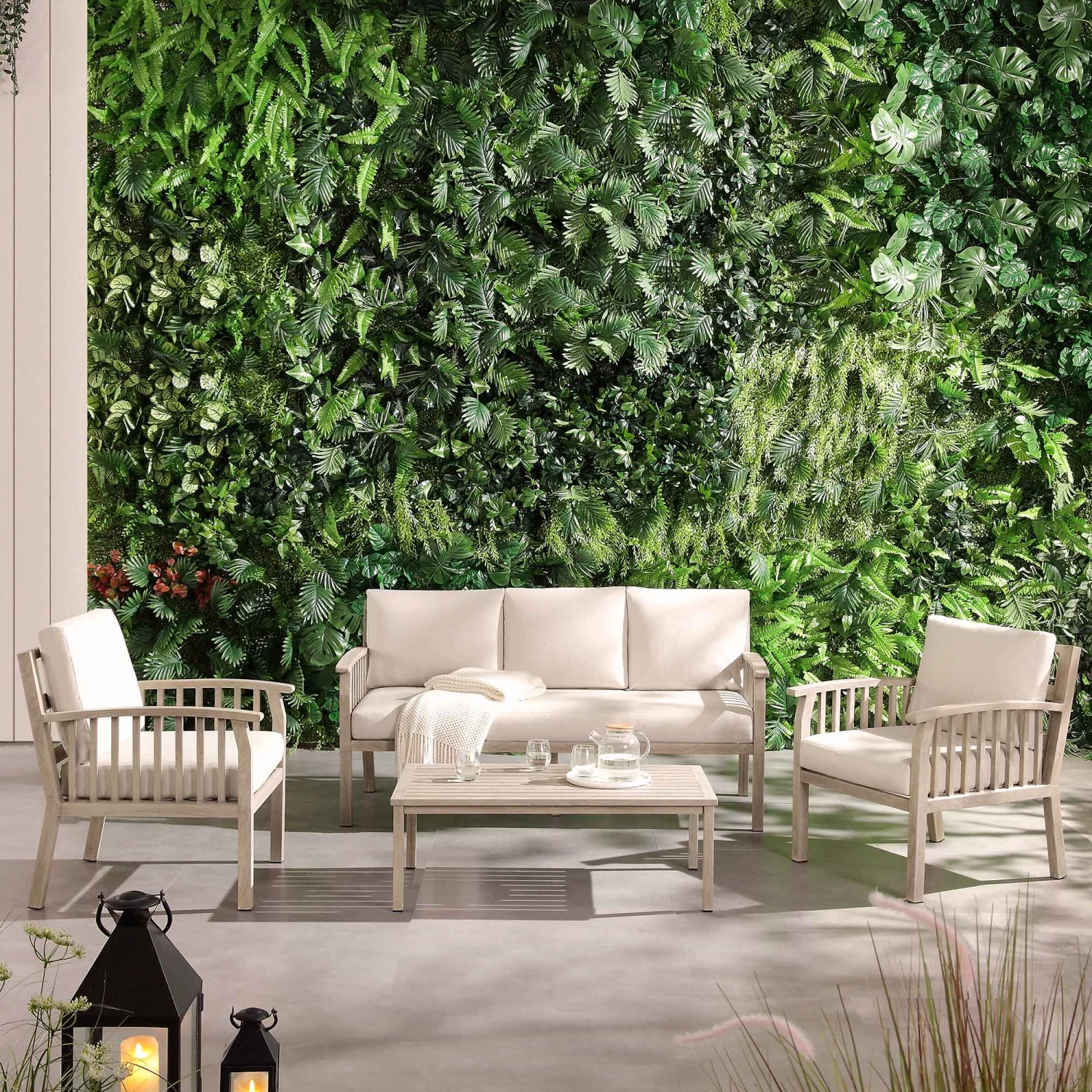 Earlswood Aluminium Washed Wood Effect Sofa Set With Coffee Table 2 Earlswood Aluminium Washed Wood Effect Sofa Set With Coffee Table - Image 2