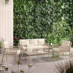 Earlswood Aluminium Washed Wood Effect Sofa Set With Coffee Table 14 Earlswood Aluminium Washed Wood Effect Sofa Set With Coffee Table -Daals OD SF 1071 NAT scene2