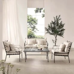 Haymes Indoor And Outdoor Metal Sofa Set With Coffee Table