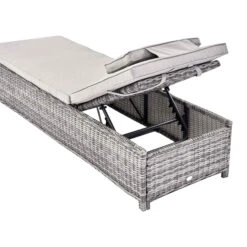 Hampshire Round Wicker Rattan Sun Lounger Set With Side Table, Light Grey 14 Hampshire Round Wicker Rattan Sun Lounger Set With Side Table, Light Grey -Daals OD SLG 580 LGREY SET detail2