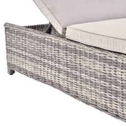 Hampshire Round Wicker Rattan Sun Lounger Set With Side Table, Light Grey 15 Hampshire Round Wicker Rattan Sun Lounger Set With Side Table, Light Grey -Daals OD SLG 580 LGREY SET detail3