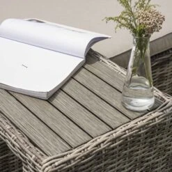 Hampshire Round Wicker Rattan Sun Lounger Set With Side Table, Light Grey 10 Hampshire Round Wicker Rattan Sun Lounger Set With Side Table, Light Grey -Daals OD SLG 580 LGREY SET scene2