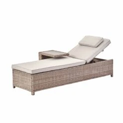 Hampshire Round Wicker Rattan Sun Lounger, Natural -Daals OD SLG 580 NAT WB2