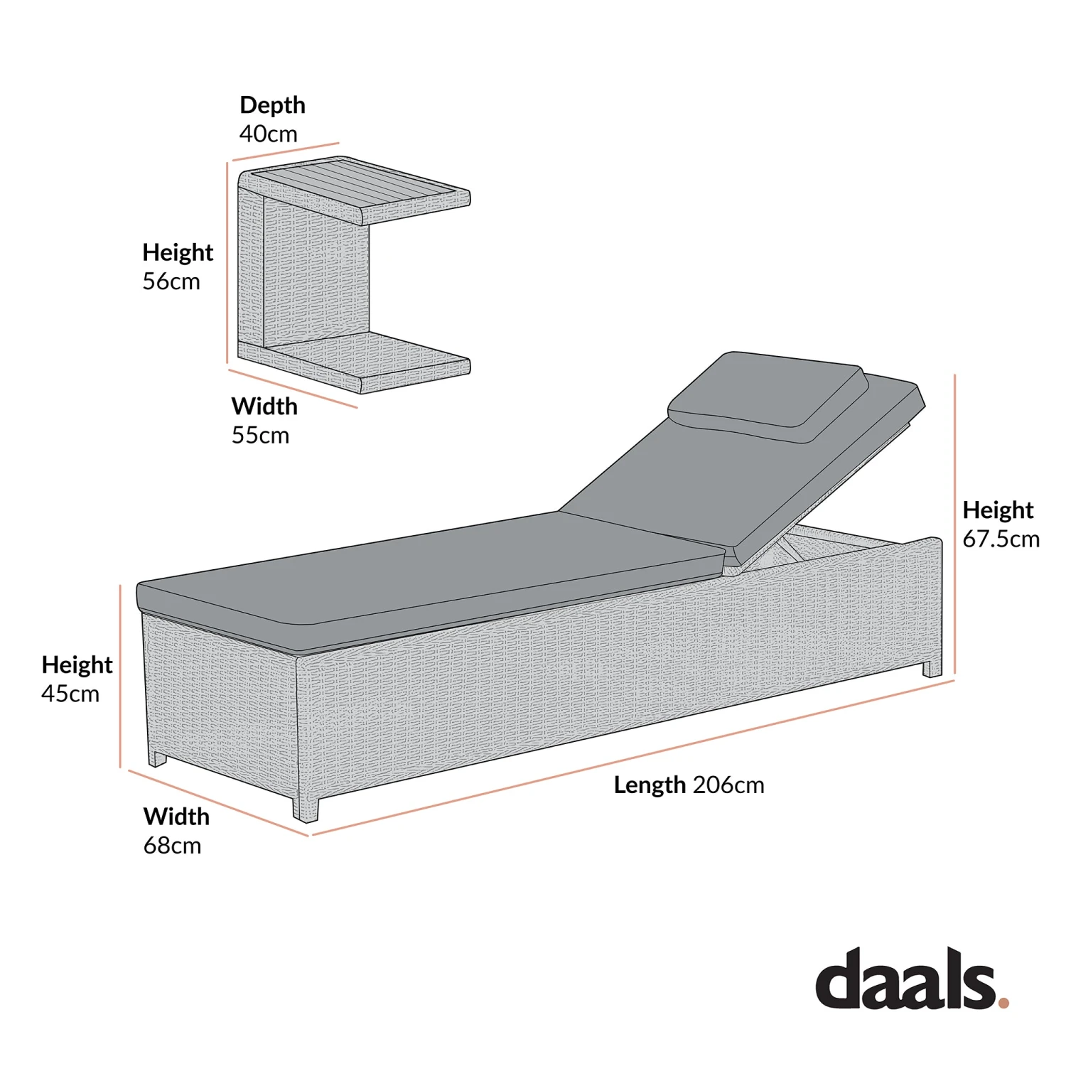 Hampshire Round Wicker Rattan Sun Lounger Set With Side Table, Light Grey 6 Hampshire Round Wicker Rattan Sun Lounger Set With Side Table, Light Grey - Image 6