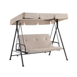 Champneys Outdoor Reclining Swing With Canopy, Taupe Striped 20 Champneys Outdoor Reclining Swing With Canopy, Taupe Striped -Daals OD SWG 057 BEIGE GIF