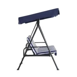 Champneys Outdoor Reclining Swing With Canopy, Blue Striped -Daals OD SWG 057 BLUE WB2